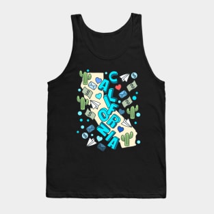 California Blue Color Map Doodle Tank Top